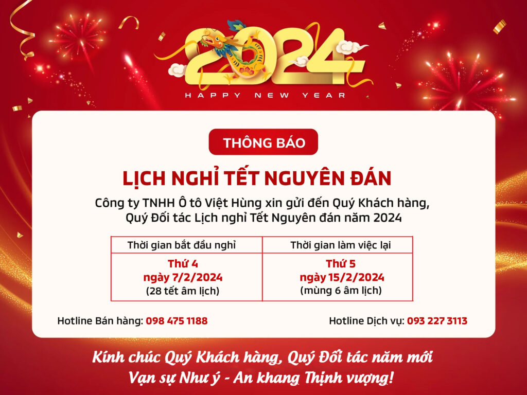 Mitsubishi Việt Hùng – Thông báo lịch nghỉ tết Nguyên Đán 2024